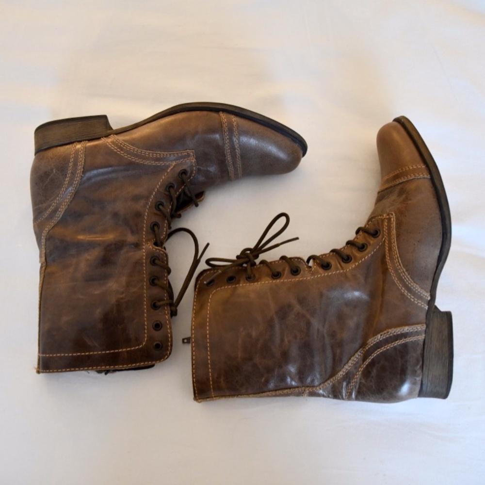 Steve Madden Leather Lace Up Combat Boots